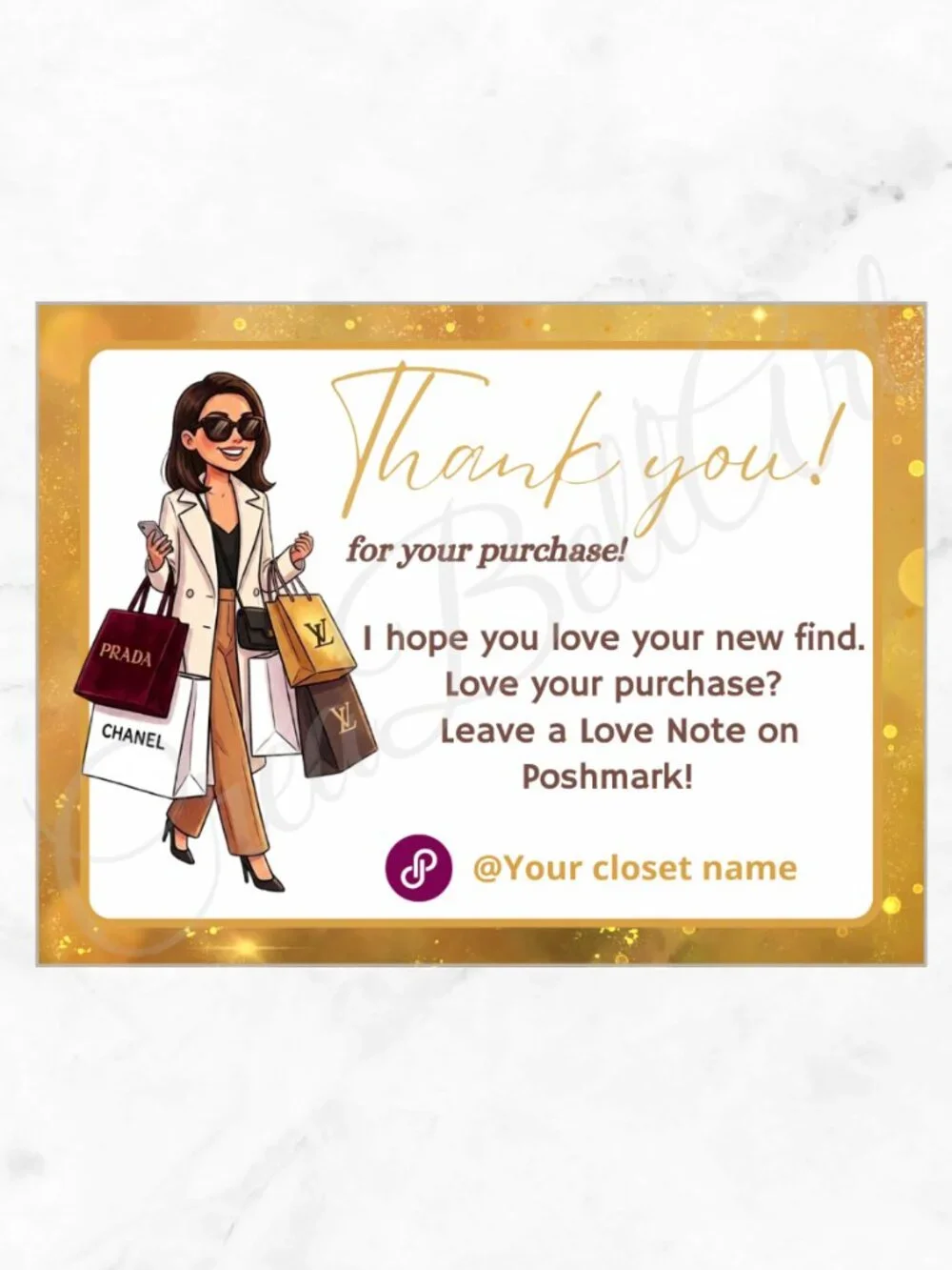100 Personalized Fashion Thank You Cards Small Business, 4×3 in